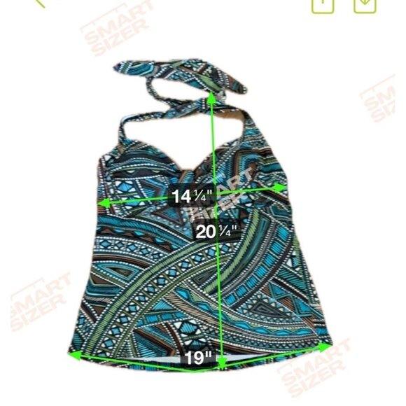 Christina Bathing Suit Halter Swim Top & High Waist Bottom Set Sz14 Tribal Print - Picture 7 of 11